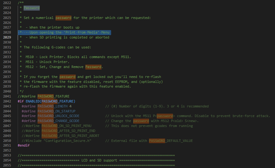 Code Password Features